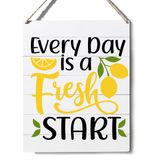 Xiolcxdr Mutfak Limon Tabelası Çiftlik Evi Every Day is a Fresh Start Ahşap İşaret Plak Duvara Asılan Posterler Sanat Eseri 25 cm x 20 cm Mükemmel Ev Dekorasyonu