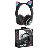Xira Kedi Kulağı Detaylı Kablosuz Rengarenk Işıklı Buetooth Rgb Çocuk Oyuncu Kulaklık Üstün Performans - Siyah