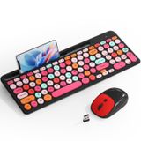 XISOGUU Kablosuz Klavye ve Fare Kombinasyonu, Retro Daktilo Yuvarlak Tuşlu Kablosuz Klavye, 2,4 GHz Tam Boy USB, Bilgisayar, Masaüstü, Dizüstü Bilgisayar ve Bilgisayar için Sevimli Kablosuz Klavye Fare