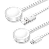 xiwxi 2 Paket, Apple Watch Şarj Cihazı için Manyetik Şarj Kablosu, [USB C ve USB A] Kablosuz Şarj Cihazı Koaksiyel Kabloları iWatch Serisi Ultra2/Ultra/8/7/6/SE2/5/4/3/2 ile Uyumlu [3.3FT/1M], Beyaz