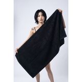 Xjim Spor Salonu ve Banyo Havlusu 75X150 | Hızlı Kuruyan, Emici, Yumuşak ve Dayanıklı Pamuk Havlu - Siyah - 75 x 150 cm