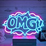 XJNOLGXIQU Oh My God Neon Tabela My God, Işıklı Tabela, OMG Neon Tabela, Işıklı İşaret için, Mavi Neon Işık, LED Yazı, Game Zone Game Room Duvar Dekorasyonu Oyun Genç Odası Dekorasyonu
