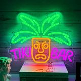 XJNOLGXIQU Tiki Bar Neon Tabela Hawaii Tiki Bar Parti Dekorasyonu LED Yazı Işıklı Levha Bar için Led Levha Bar İş Işığı İşaret Bar Ev Kulübü Restoran Dekorasyon Man Cave