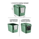 XL 3 Fonksiyonlu Premium Kapalı Kedi Tuvaleti ve Taşıma Çantası 56 x 40 x 43 Cm YEŞİL
