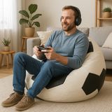 XL Büyük Boy Futbol Topu Puf Armut Koltuk - Siyah - Beyaz