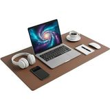 Xl Deri Mouse Pad,ofis,masa Matı Sümen,konforlu Mouse Pad,çift Yönlü (Kahverengi)