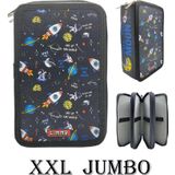 Xl Jumbo Model Astronot Kalem Kutusu Organizer Kalemkutu 3 Bölmeli Kalemlik Siyah