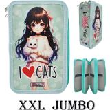 Xl Jumbo Model Kedili Kız Kalem Kutusu Organizer Kalemkutu 3 Bölmeli Kalemlik Yeşil