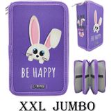 Xl Jumbo Model Sevimli Tavşan Kalem Kutusu Organizer Kalemkutu 3 Bölmeli Kalemlik Mor