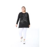 XL Modam KADIN BÜYÜK BEDEN DESENLİ TAŞ BASKILI TUNİK