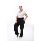 Xl Modam Kadın Büyük Beden Türlü Viskon Baharlık Yazlık Siyah Pantolon