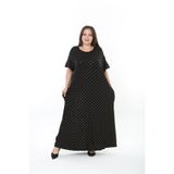 XL Modam KADIN LİKRALI GÜMÜŞ VARAK DESENLİ ELBİSE