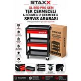 Xl Red Pro Seri 2 Çekmeceli 4 Bölmeli Profesyonel Alet Servis Arabası Metal Takım Tezgah Arabası