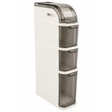 XL Slim Tekerlekli Organizer Dolap, 3 Çekmeceli ve Üst Bölmeli Dar Alan Depolama Ünitesi, Banyo, Mutfak ve Çamaşır Odası Düzenleyici, 95 x 20 x 41 cm, Krem Füme