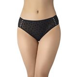XLADY Kadın Siyah Çiçek Desenli Transparan Tül Bikini Külot, Şık ve Zarif Tasarım 1654 (XL)