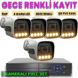 XM Pro 5 Megapiksel Gece Renkli Gösteren 5 Kameralı Güvenlik Kamerası Seti