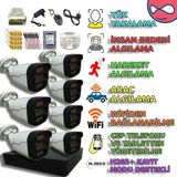XM Pro PKMX504S7 - 7 Kameralı 4 Warm Ledli Gece Renkli Gösteren 1080P PVC Kasa Güvenlik Kamera Seti