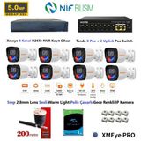 Xmeye 5Mp 2.8Mm Sabit Lens Polis Çakarlı Sesli Ve Gece Renkli 8 Kameralı Ip Kamera Seti 1Tb Disk