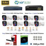 Xmeye 5Mp 2.8Mm Sabit Lens Polis Çakarlı Sesli Ve Gece Renkli 8 Kameralı Ip Kamera Seti 2Tb Disk