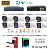 Xmeye 5Mp 2.8Mm Sabit Lens Polis Çakarlı Sesli Ve Gece Renkli 8 Kameralı Ip Kamera Seti 4Tb Disk