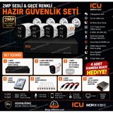 Xmeye Icu 2Mp 4 Kameralı Dış Ortam Sesli Ve Gece Renkli Ahd Kamera Seti 500Gb Disk