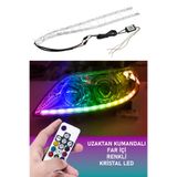XMOD Oto Far Içi Kristal Şerit Renkli Led Kumandalı Kayan Dizayn Sinyalli Çok Renkli Ve Modlu 16 Led