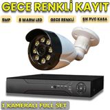 XMPRO BYXM3908SET1 - 1 Kameralı 5MP Gece Renkli Gösteren Güvenlik Seti - 8 WARM LED li