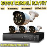 XMPRO byxm3908set4 - 4 kameralı 5mp sony lensli gece renkli gösteren güvenlik seti - 8 warm led li