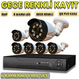 XMPRO byxm3908set6 - 6 kameralı 5mp sony lensli gece renkli gösteren güvenlik seti - 8 warm led li