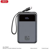 Xo 20000MAH 65W Hızlı Şarj Destekli Dijital Ekranlı Dahili Kablolu Type-C Powerbank - Siyah
