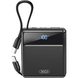 Xo 22.5W Fast Hızlı Type-C Apple iPhone hone Uyumlu Çift Kablolu 10000 mAh Taşınabilir Şarj Aleti Powerbank - Siyah