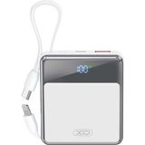 Xo 22.5W Fast Type-C Iphone Uyumlu Çift Kablolu 10000 Mah Taşınabilir Şarj Aleti Powerbank PR224 - Beyaz