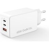 Xo CE13(EU) 65W Gan Hızlı Şarj Cihazı - 3 Portlu (2xusb-C Pd + 1xusb-A) Laptop ve Telefon Adaptörü - Beyaz