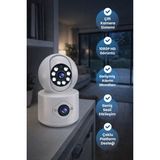 Xo Çift Kameralı 1080P Hd Gece Görüşlü Akıllı Wi-Fi Güvenlik Kamerası - Beyaz