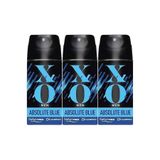 Xo Deodorant 150ML Erkek Absolute Blue, 3'lü Set, 0% Alüminyum