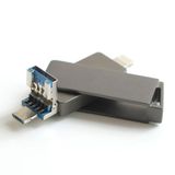 XO DK06 Çok Girişli USB 3.0 Flash Bellek, Yüksek Hızlı Okuma/Yazma, OTG Micro USB ve Lightning, Metal Gövde, Darbe ve Su Dayanıklı, Anti-X-ray, Anti Manyetik, Sıcaklığa Dayanıklı, Gri (256, GB)