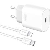 Xo L91 Usb-C To Lightning 25W Şarj Kablolu Hızlı Şarj Adaptörü Şarj Aleti Seti - Beyaz