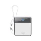 XO PR224 Taşınabilir Hızlı Şarj Powerbank, 10000mAh, Type-C ve Lightning Kablolu, 20W PD Hızlı Şarj, LED Ekran, Çift Port, Akım Korumalı (Beyaz)