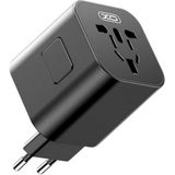 Xo WL28 1840W Global Evrensel Dönüşüm Şarj Cihazı - Tüm Ülkelerle Uyumlu Seyahat Adaptörü - Siyah