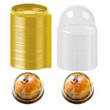 xocome Mini Kek Kutusu, Cupcake Konteyner, Mooncake Kutuları Muffin Pod Dome Muffin Tekli Cupcake Tutucular Bireysel Cupcake Kapları (Altın, 50 adet)