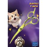 Xolo 7 Inç Gold Kavisli Düz Evcil Hayvan Kesim Tıraş Makası Kedi ve Köpekler Için Pet Kuaför Makası