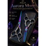xolo Aurora Moon 6 İnç Profesyonel Saç Kesim Makası Seti 30 Diş Efile Ara Makas Paslanmaz Çelik Çantalı