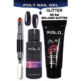 xolo Glitter Simli Kalıcı Oje Polijel Akrilik Poligel Oje Serisi Solüsyon Kalem Spatula