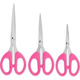 Xolo Ofis Kırtasiye Makası Çok Amaçlı Makas Mini Büyük Makas Kağıt El Işi Makası XS180 - Açık Pembe - Koyu Pembe - 10-16-20cm