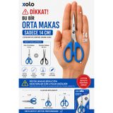 xolo Ofis Makası Mavi Paslanmaz Çelik Ergonomik Saplı Keskin Kağıt Makası Sarf Makası Kırtasiye