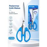 Xolo Paslanmaz Çelik Mavi 100 Çok Amaçlı Makas 21 cm Ergonomik Saplı Ev Ofis ve Kırtasiye Makası