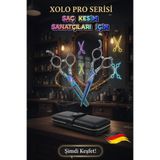 xolo Profesyonel 6 inç Saç Makası Seti Düz ve Ara Kesim Makası Deri Çantalı Berber Kuaför İçin Premium
