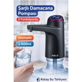 xolo Siyah Şarjlı Damacana Pompası 2 Fonksiyonlu – 600ML Otomatik Su Pompası USB Şarjlı