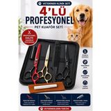 xolo Vet Care Pro Kedi Köpek Tıraş Makas Seti 3'lü Profesyonel Grooming Seti Deri Çantalı