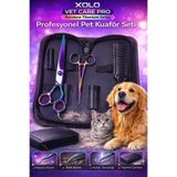xolo Vetcare Pro Rainbow Pet Kuaför Makas Seti Köpek Kedi Tüy Kesme İnceltme Makası Kıtık Açma Bakım Set